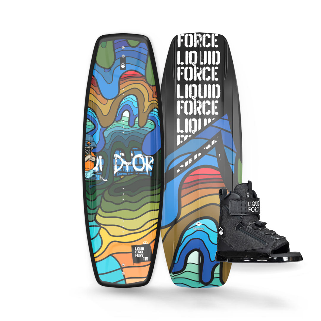 2024 LIQUID FORCE FURY WAKEBOARD W/ RANT 6R OPEN TOE WAKEBOARD BINDING
