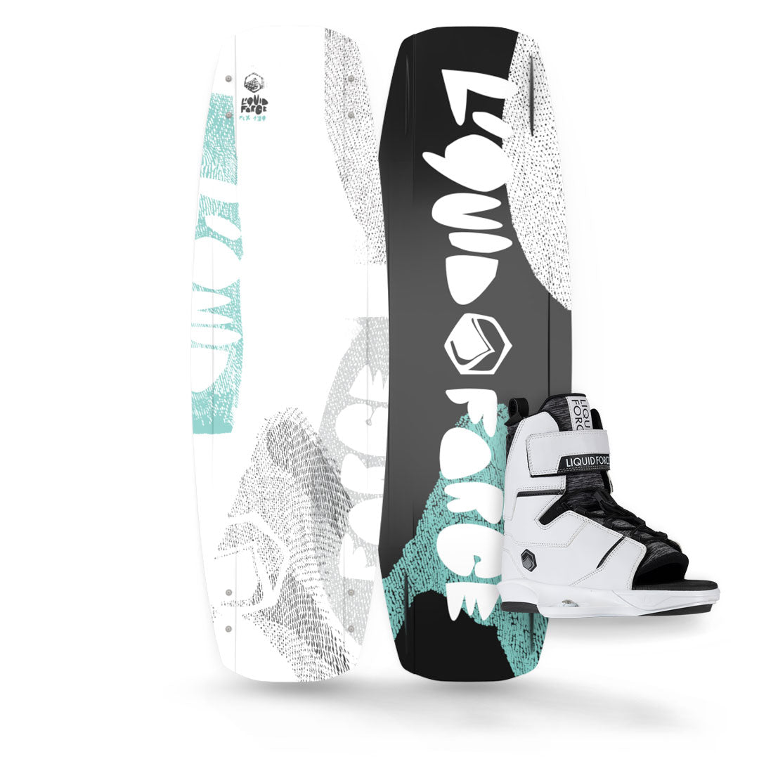 2024 LIQUID FORCE FLX WAKEBOARD W/ SCAN 6X OPEN TOE WAKEBOARD BINDING